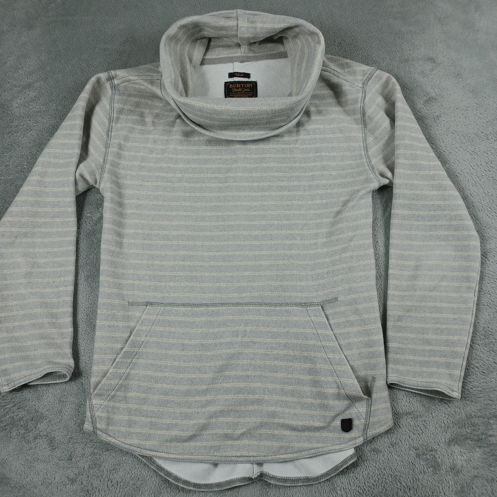 Burton Pullover Sweater Womens Small Gray‎ Striped Funnel Neck Outdoor